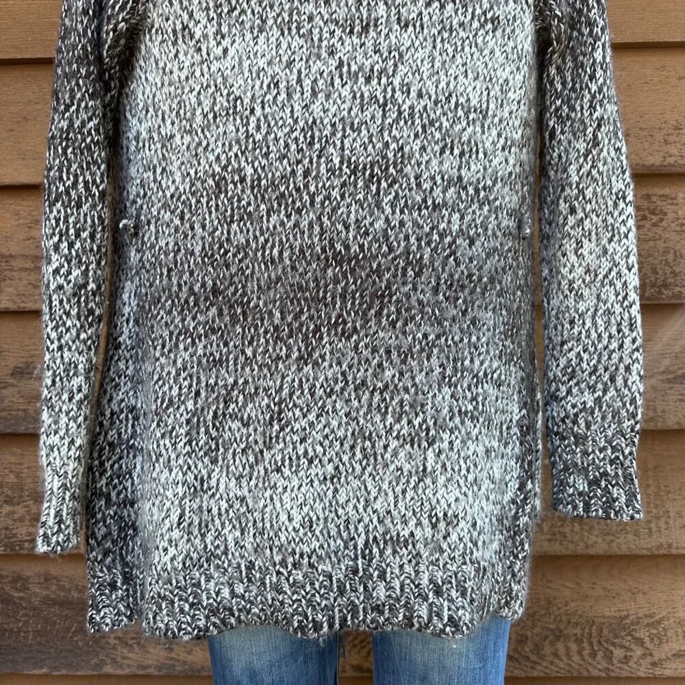 Cynthia Rowley Womens Open-Front Knit Cardigan Sweater S Brown/White Ombré Acryl - Picture 10 of 10